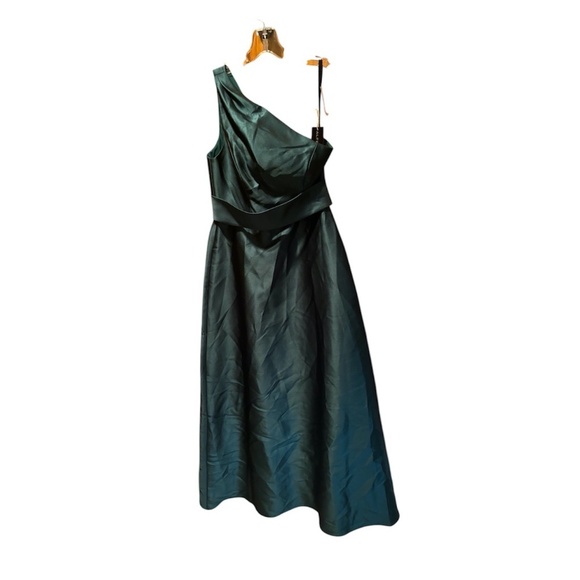 Alfred Sung Draped One Shoulder A-line Gown in Hunter Green Size 4 NWT - Picture 1 of 6